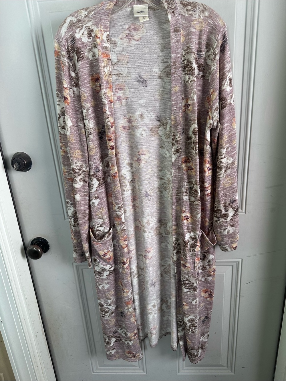 Buckle Lavender Floral Open-Front Long Cardigan